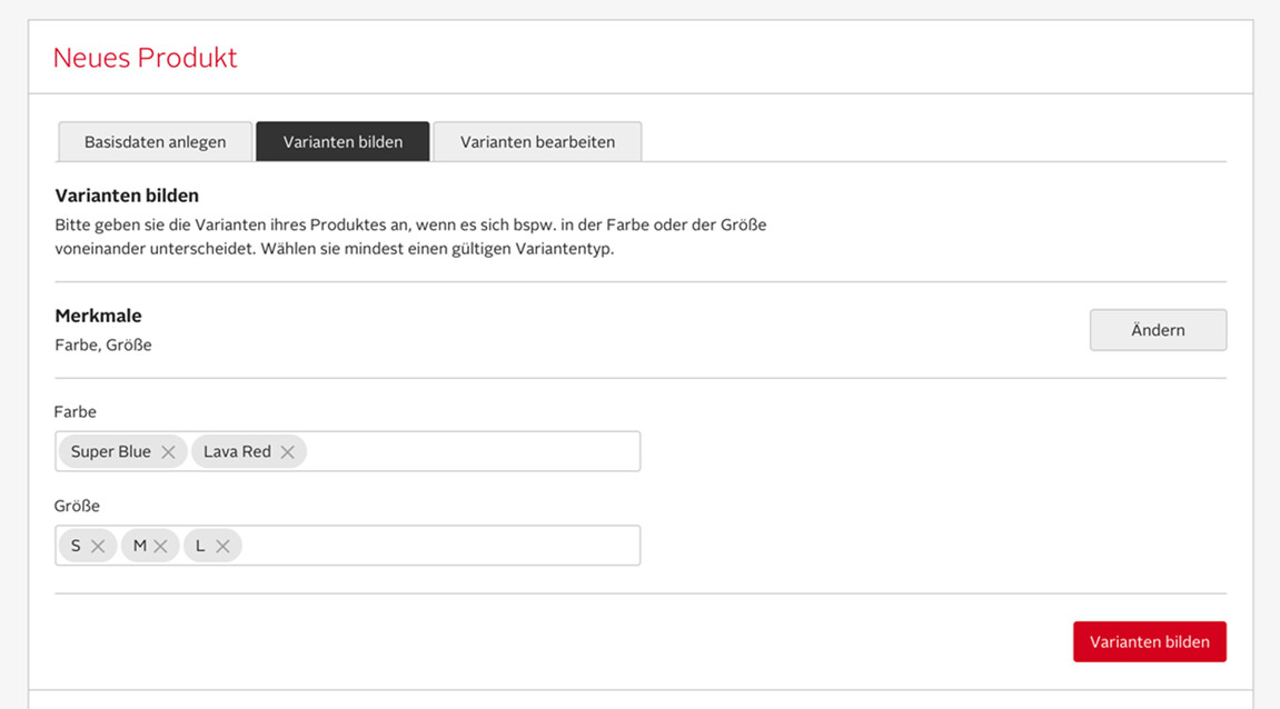 Screenshot von der Artikeldatenpflege